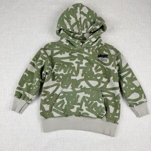 Zara New York Hoodie Kids Size 6 (116cm) Green Graffiti Pullover Sweatshirt